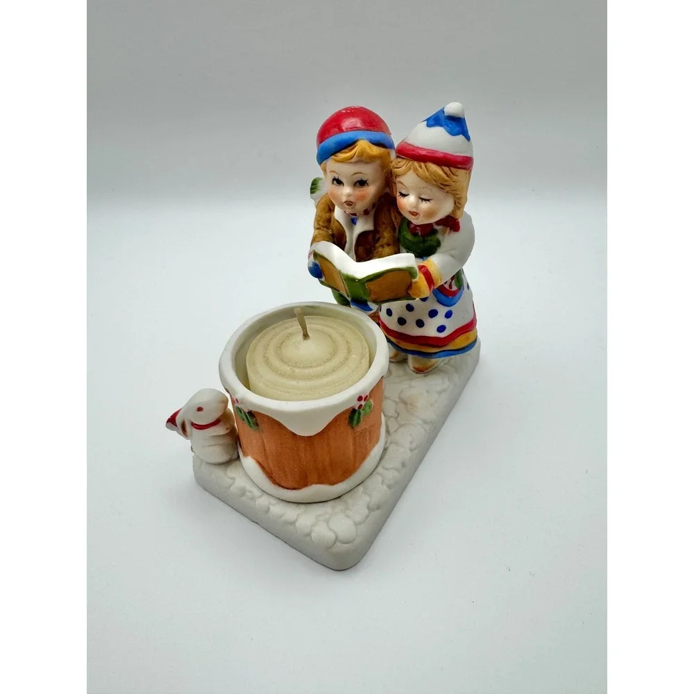 1982 Fine Porcelain Vintage‎ Carolers Candle Holder Christmas Collectible